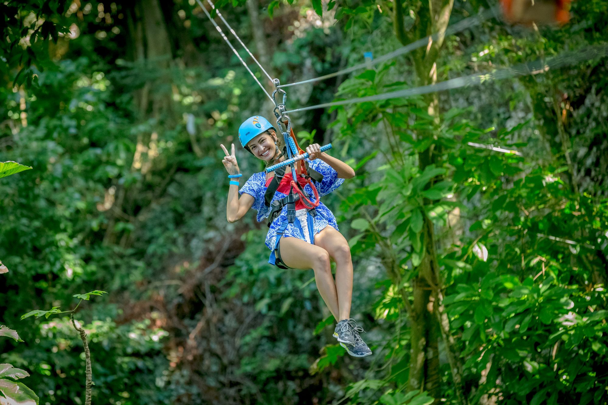 Woman on Mystic Mountain zipline adventure